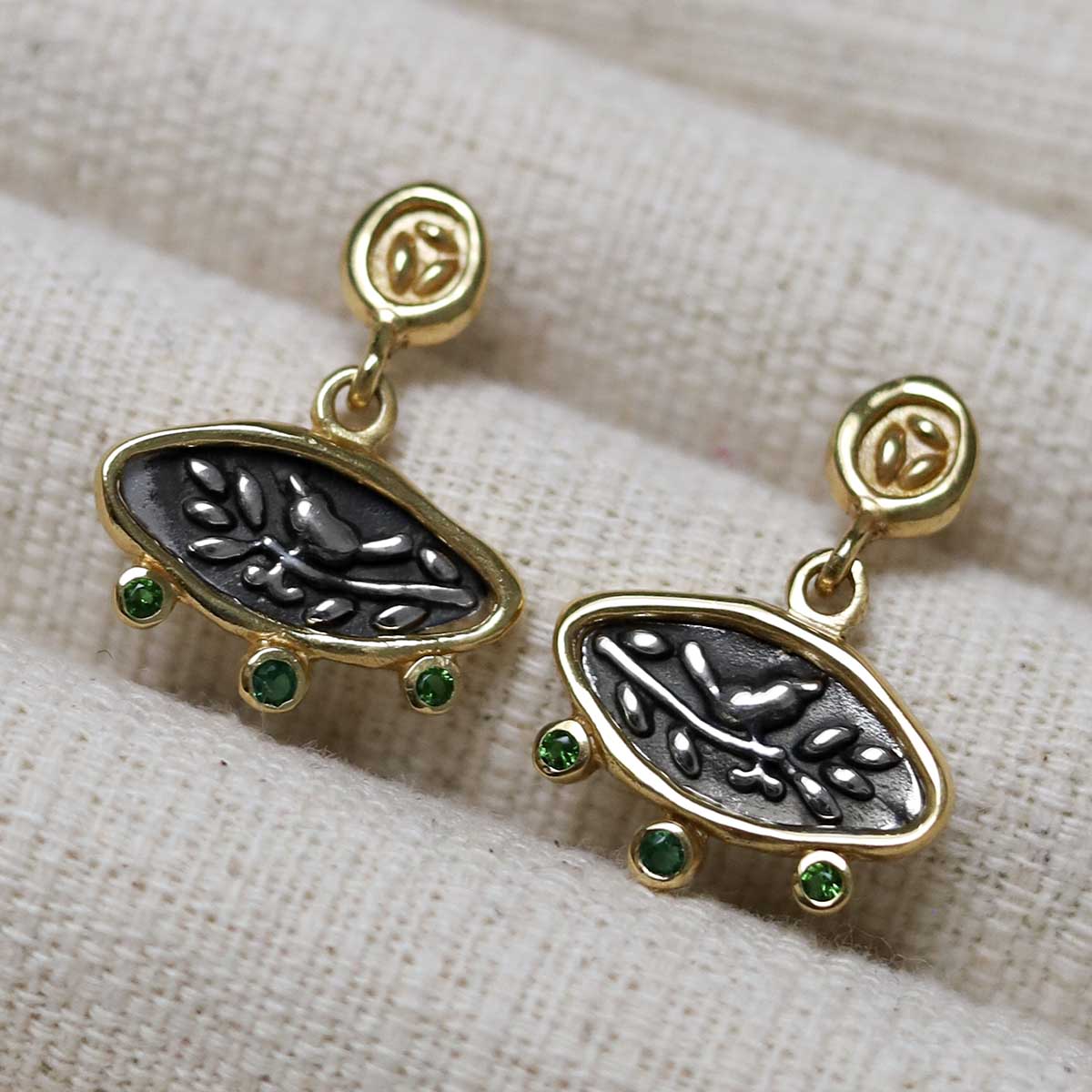 Gold Plated Sterling Silver Hieroglyphics Earrings