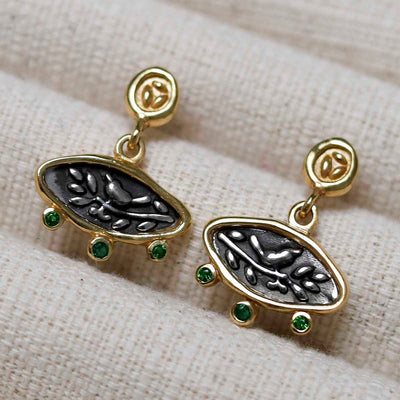 MZB150E_Gold Plated Sterling Silver Hieroglyphics Earrings_2