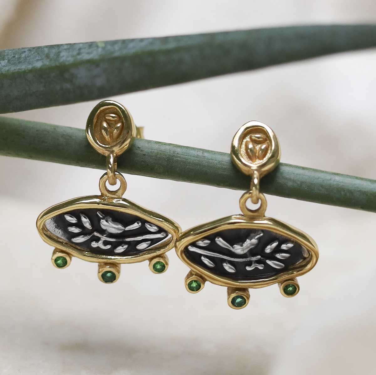 Gold Plated Sterling Silver Hieroglyphics Earrings