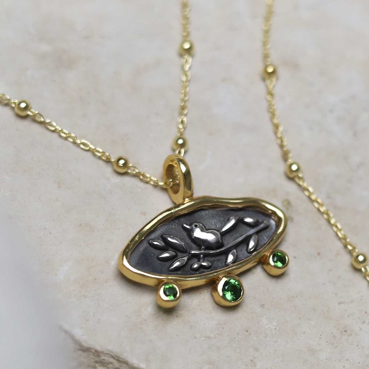 Gold Plated Sterling Silver Hieroglyphics Necklace