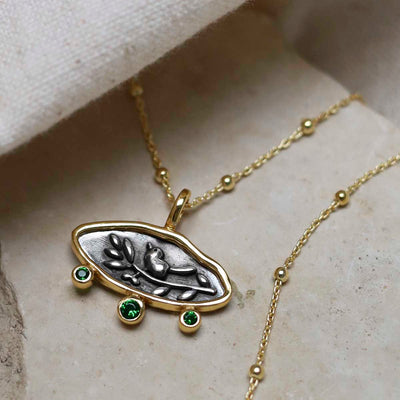 MZB150P_Gold Plated Sterling Silver Hieroglyphics Necklace_6
