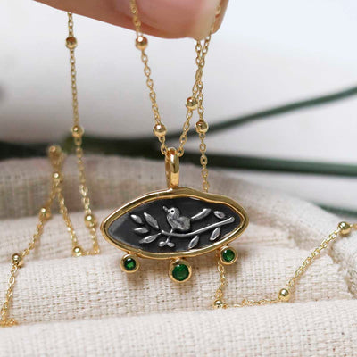 MZB150P_Gold Plated Sterling Silver Hieroglyphics Necklace_4