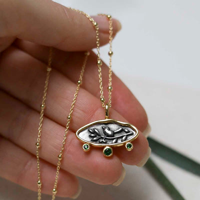 MZB150P_Gold Plated Sterling Silver Hieroglyphics Necklace_2