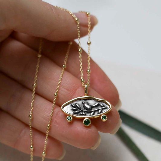 MZB150P_Gold Plated Sterling Silver Hieroglyphics Necklace_2