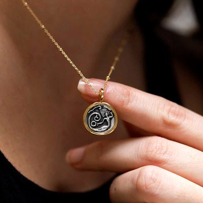 MZB151_Gold Plated Sterling Silver Mermaid Necklace_10 model