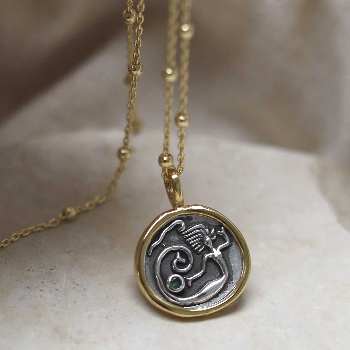 Gold Plated Sterling Silver Mermaid Necklace