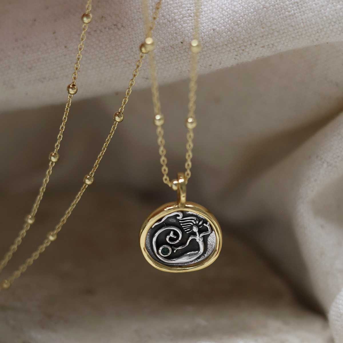 Gold Plated Sterling Silver Mermaid Necklace