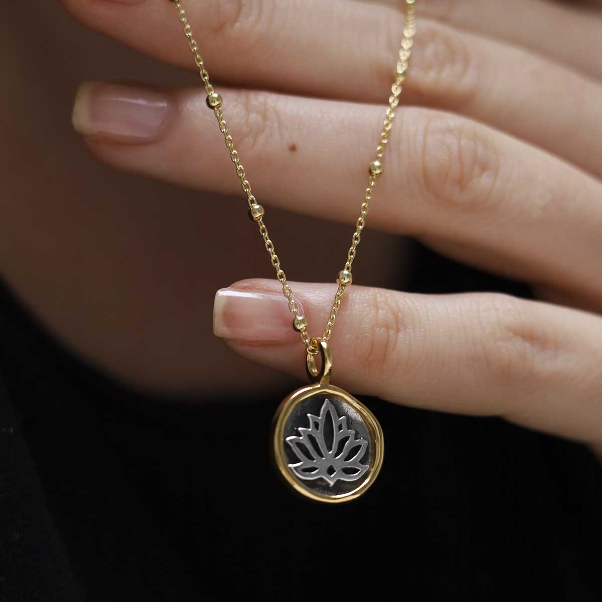 Gold Plated Sterling Silver Lotus Necklace