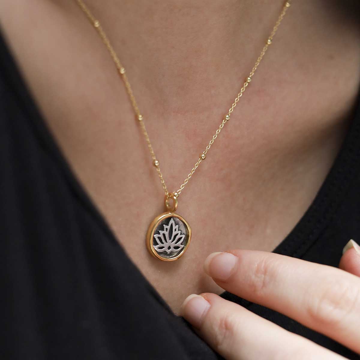 Gold Plated Sterling Silver Lotus Necklace