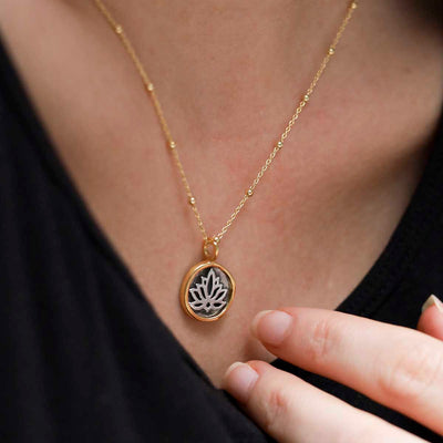 MZB152_Gold Plated Sterling Silver Lotus Necklace_model 11