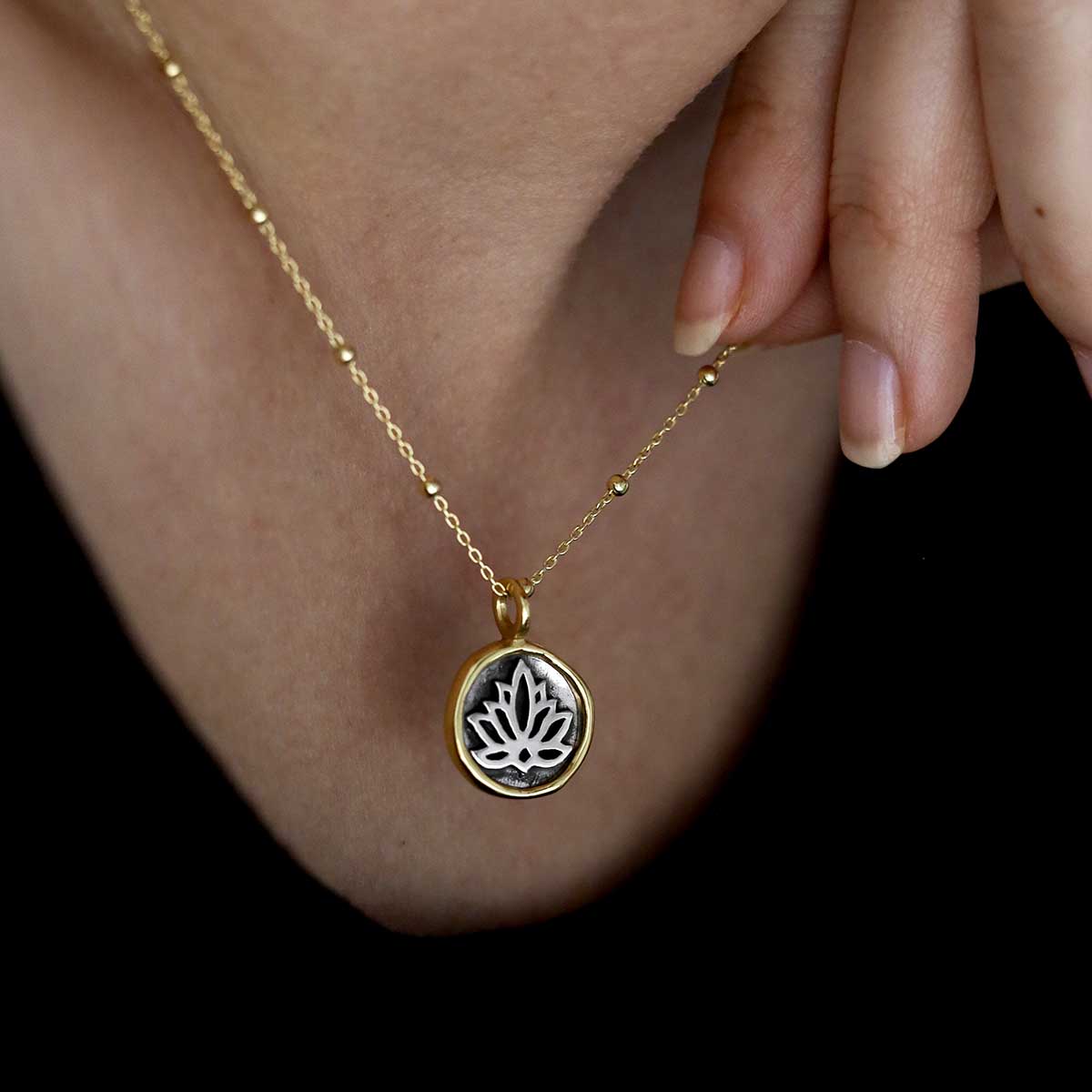 Gold Plated Sterling Silver Lotus Necklace