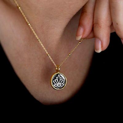 MZB152_Gold Plated Sterling Silver Lotus Necklace_model 10