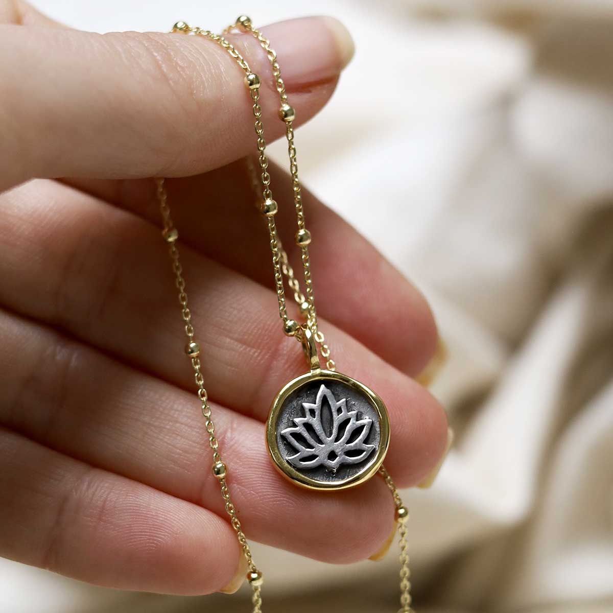 Gold Plated Sterling Silver Lotus Necklace