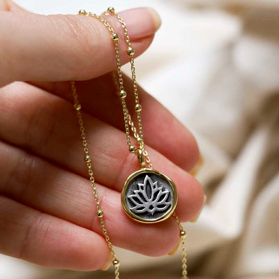 MZB152_Gold Plated Sterling Silver Lotus Necklace_8