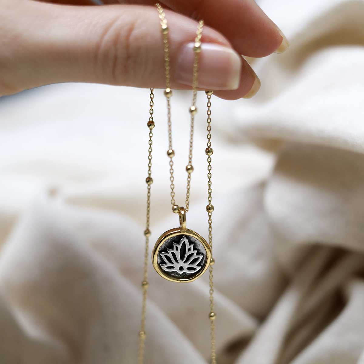 Gold Plated Sterling Silver Lotus Necklace