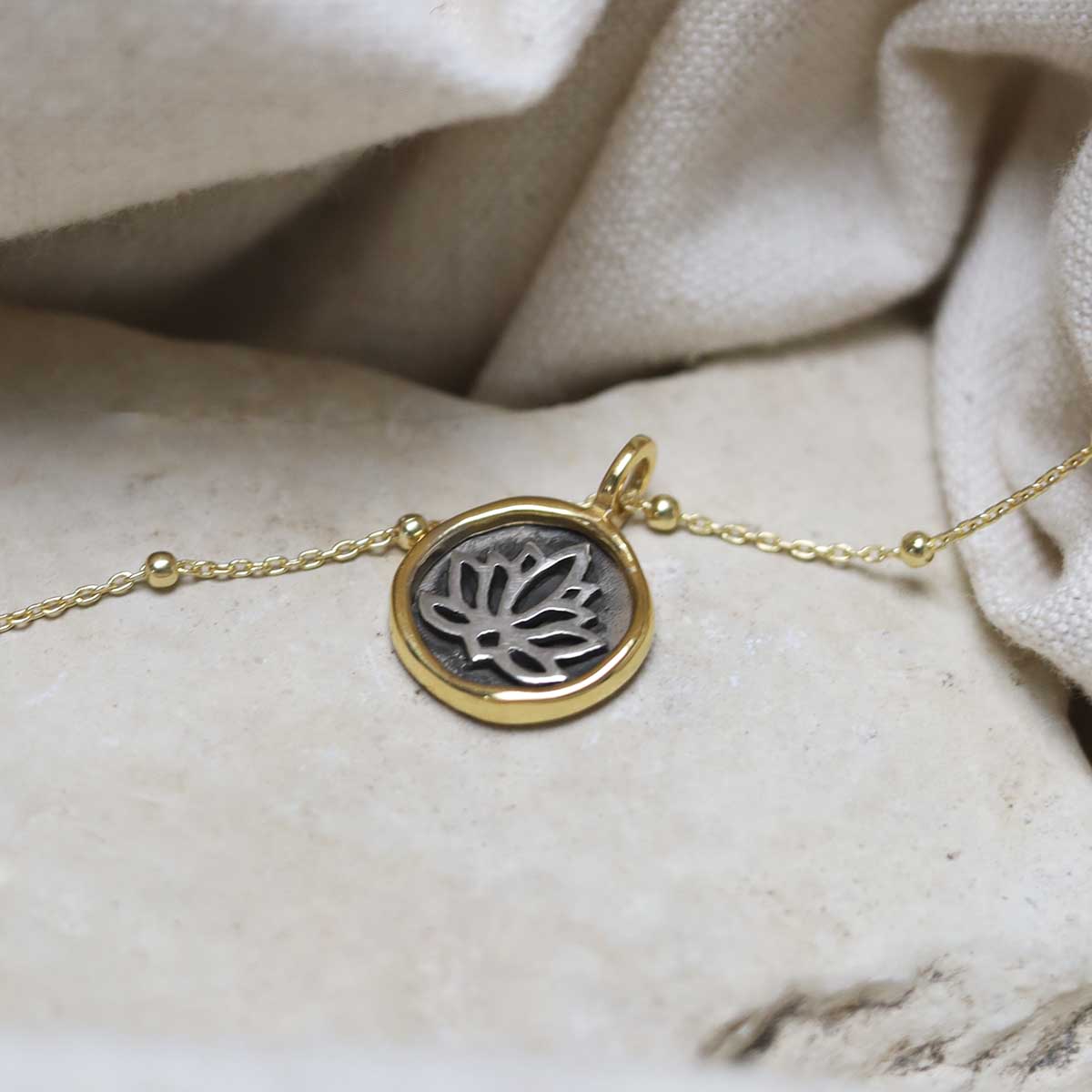 Gold Plated Sterling Silver Lotus Necklace