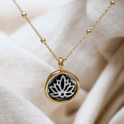 MZB152_Gold Plated Sterling Silver Lotus Necklace_5