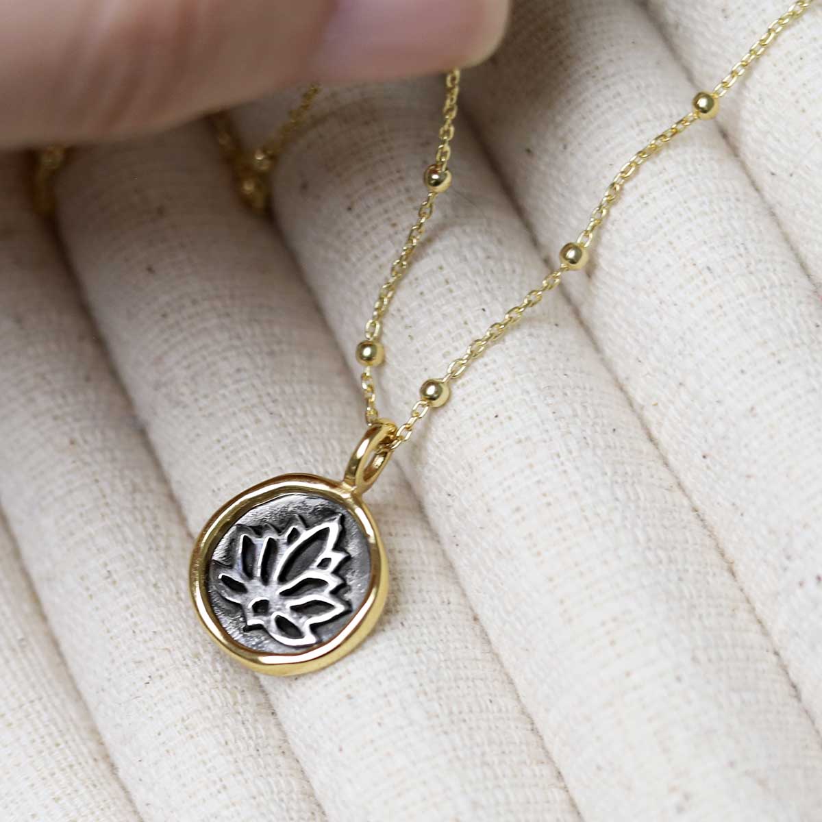 Gold Plated Sterling Silver Lotus Necklace