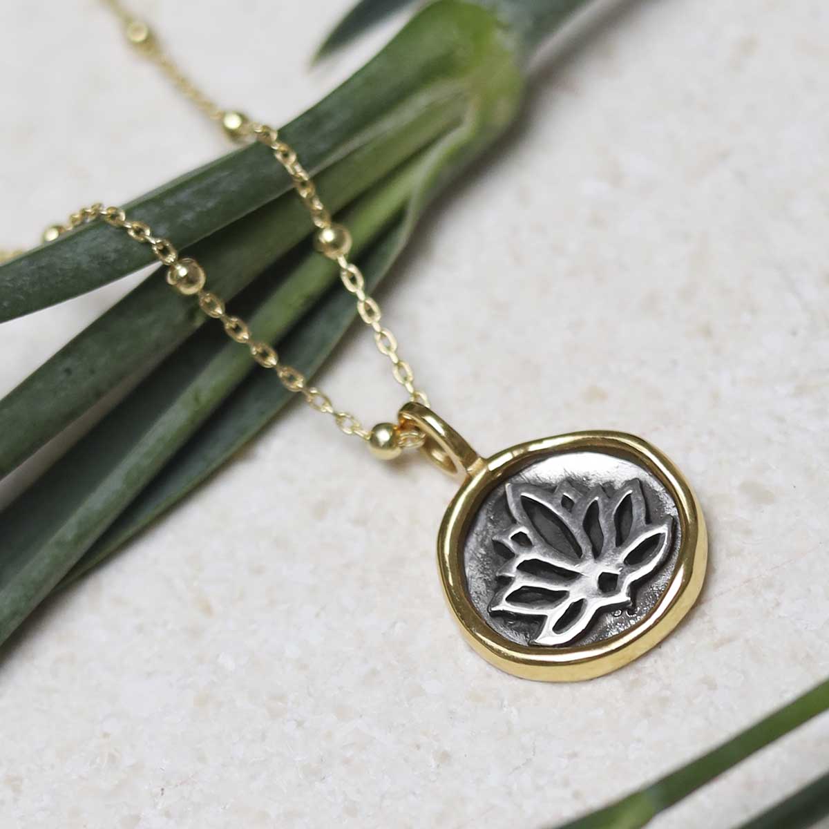 Gold Plated Sterling Silver Lotus Necklace