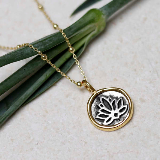 MZB152_Gold Plated Sterling Silver Lotus Necklace_1