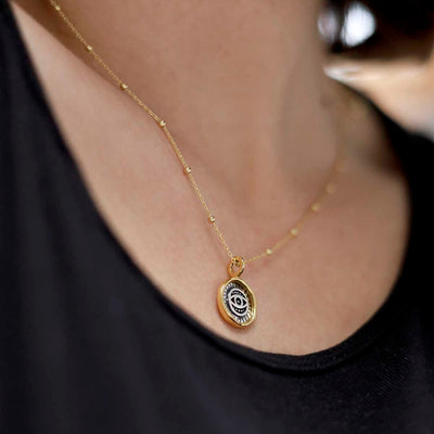 MZB153_Gold Plated Sterling Silver Evil Eye Round Necklace_11