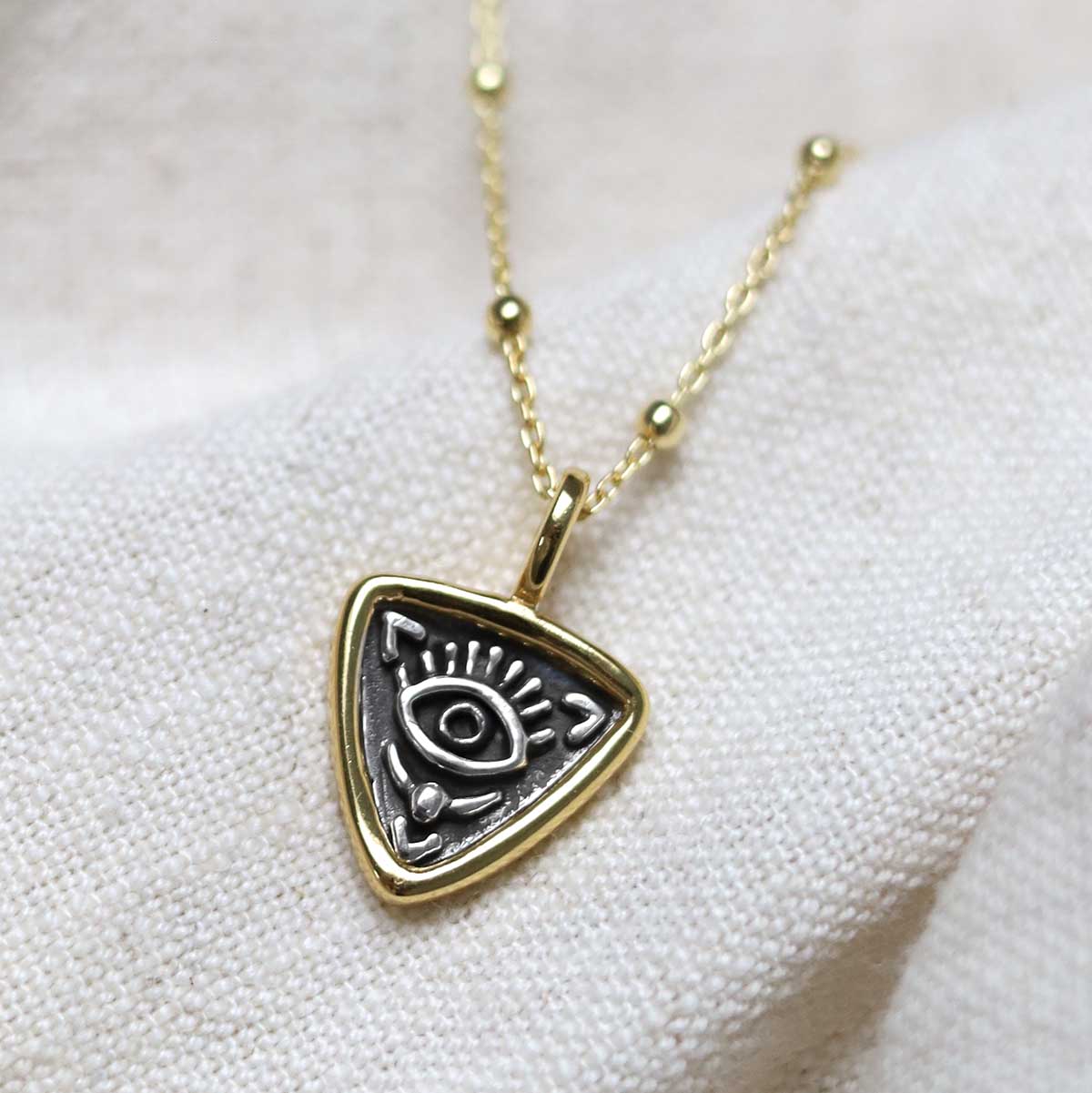 Gold Plated Sterling Silver Evil Eye Necklace