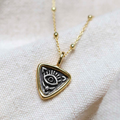 MZB154_Gold Plated Sterling Silver Evil Eye Necklace_9