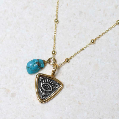 MZB154_Gold Plated Sterling Silver Evil Eye Necklace_7