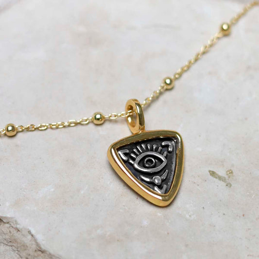MZB154_Gold Plated Sterling Silver Evil Eye Necklace_5