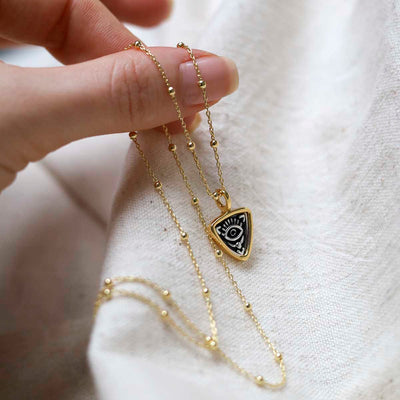 MZB154_Gold Plated Sterling Silver Evil Eye Necklace_3