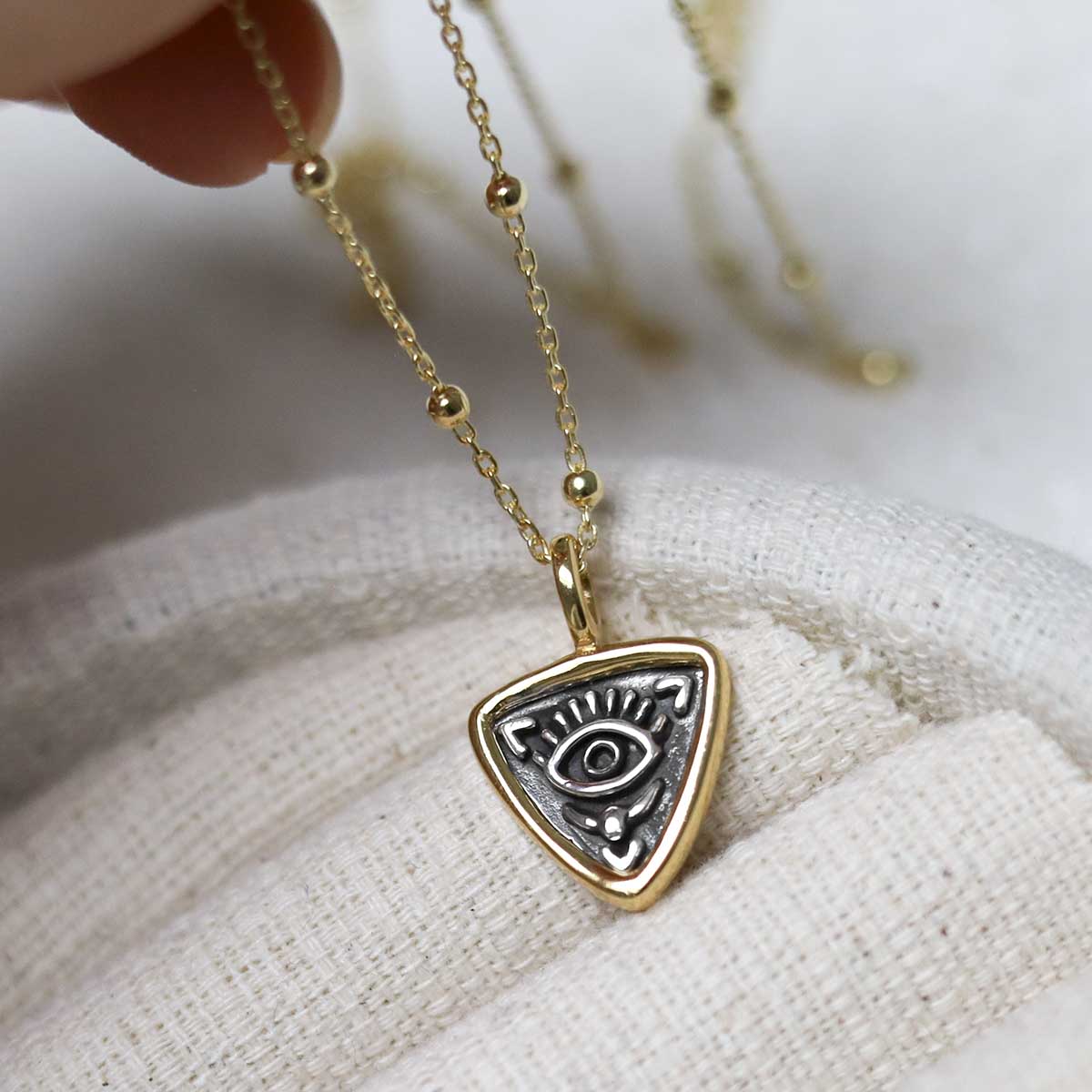 Gold Plated Sterling Silver Evil Eye Necklace