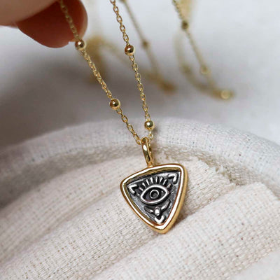 MZB154_Gold Plated Sterling Silver Evil Eye Necklace_2