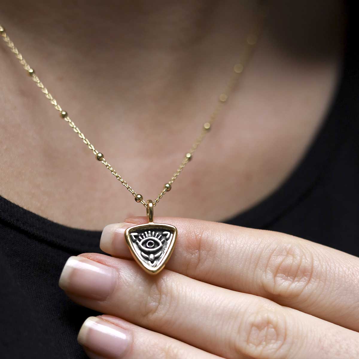Gold Plated Sterling Silver Evil Eye Necklace