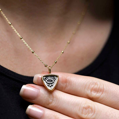 MZB154_Gold Plated Sterling Silver Evil Eye Necklace_13