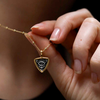 MZB154_Gold Plated Sterling Silver Evil Eye Necklace_12