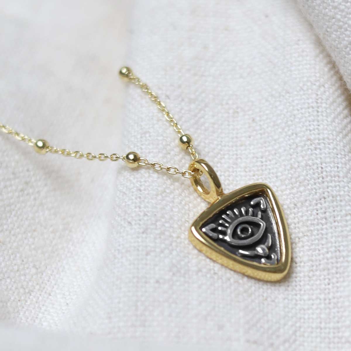 Gold Plated Sterling Silver Evil Eye Necklace
