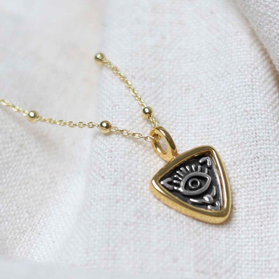 MZB154_Gold Plated Sterling Silver Evil Eye Necklace_10