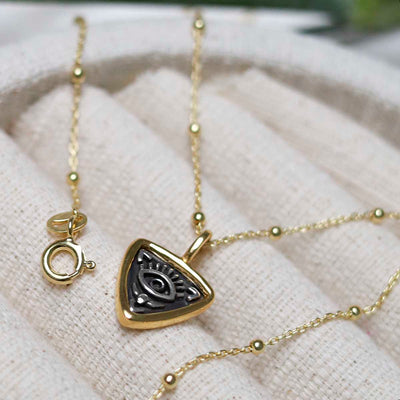 MZB154_Gold Plated Sterling Silver Evil Eye Necklace_1