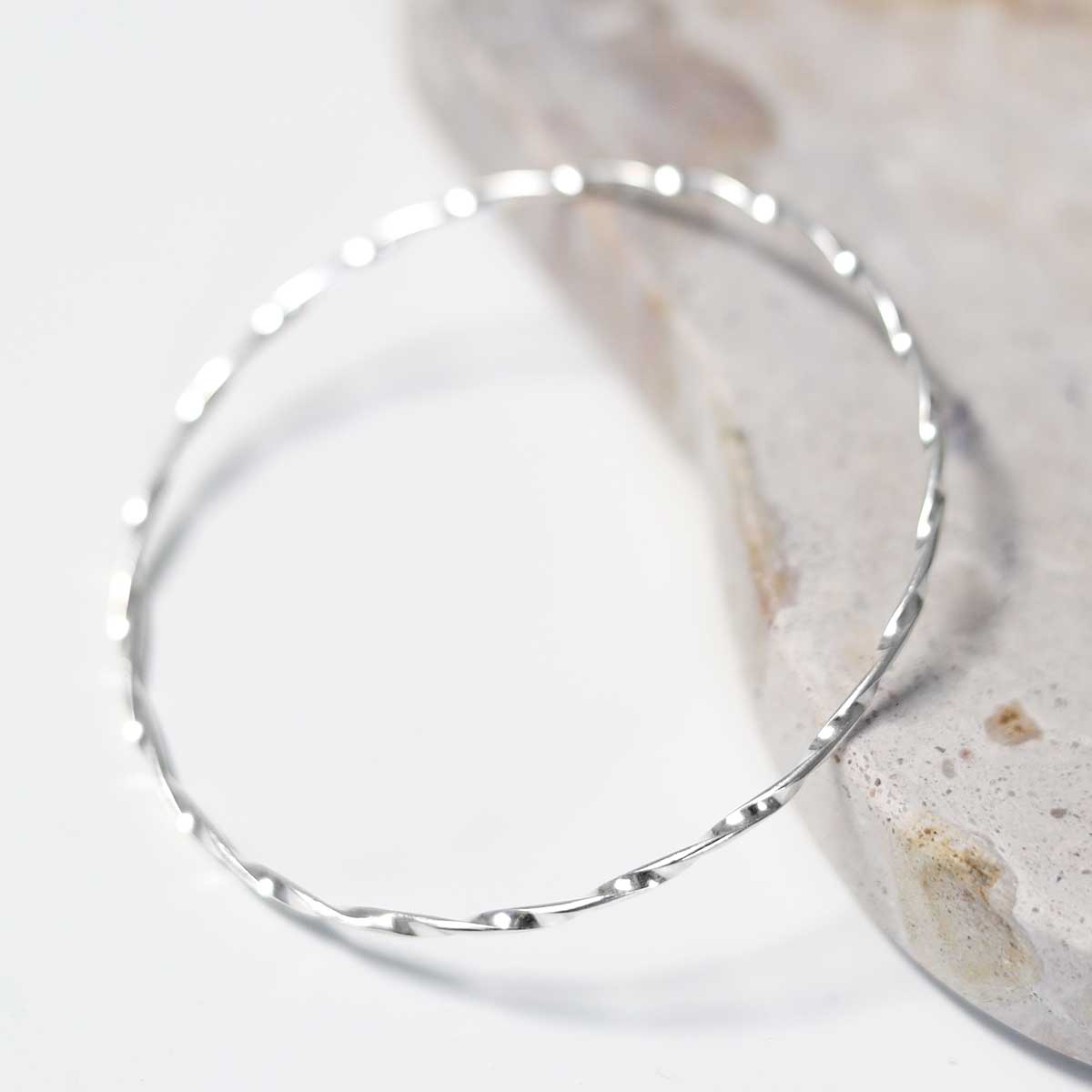 Sterling Silver Fine Twisted Bangle
