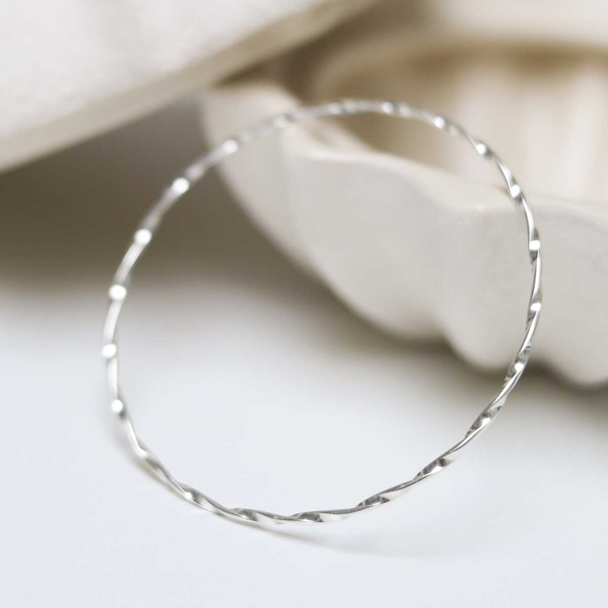 Sterling Silver Fine Twisted Bangle
