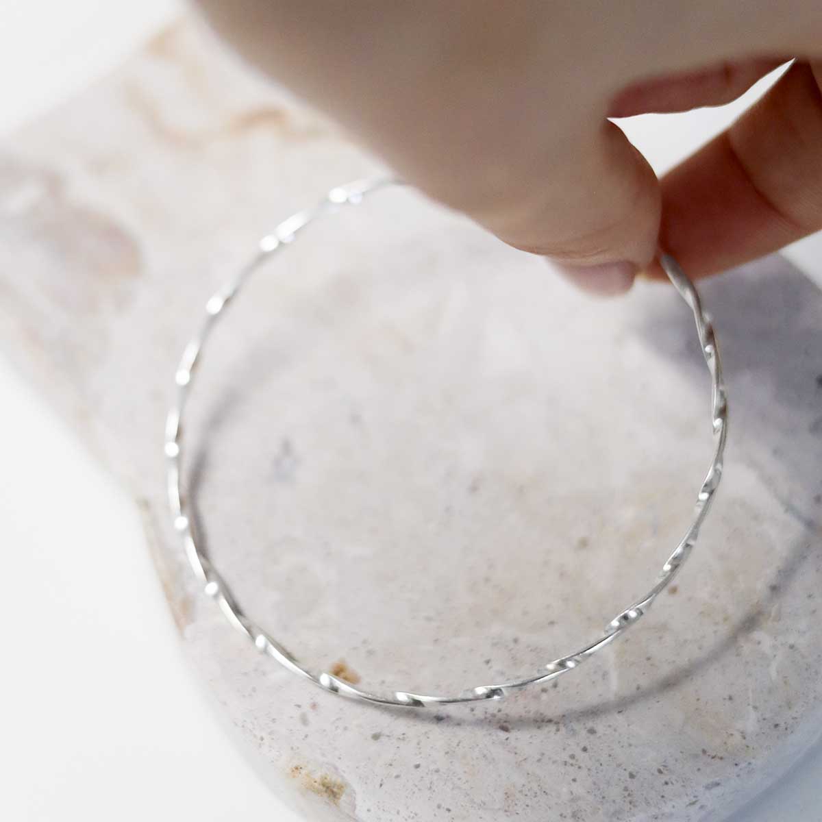 Sterling Silver Fine Twisted Bangle