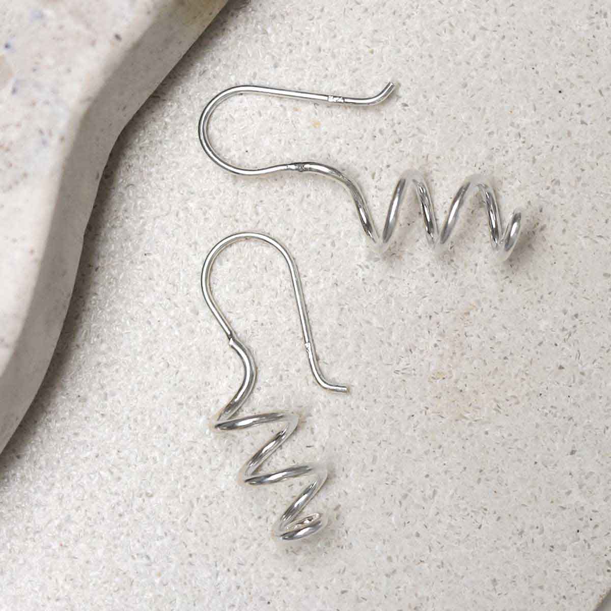 Sterling Silver Bold Coil Drop Earrings