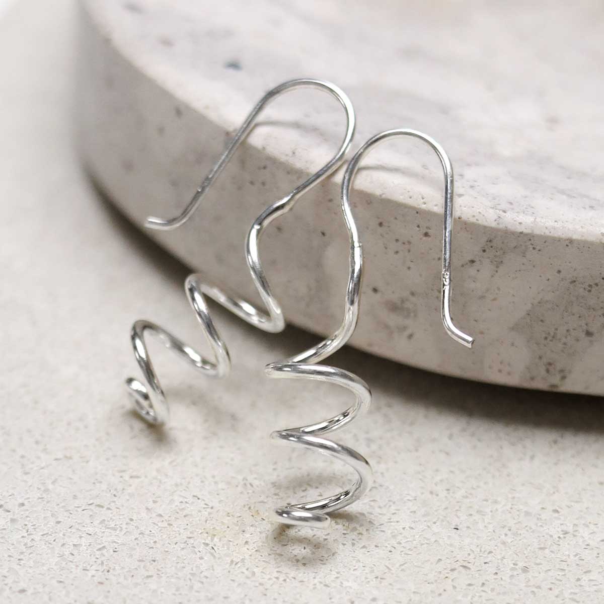 Sterling Silver Bold Coil Drop Earrings