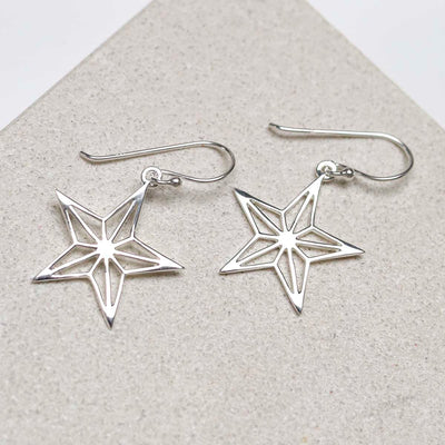 MF480E_Sterling Silver Dangly Geometric Star Earrings_5.
