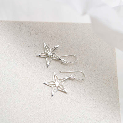MF480E_Sterling Silver Dangly Geometric Star Earrings_2