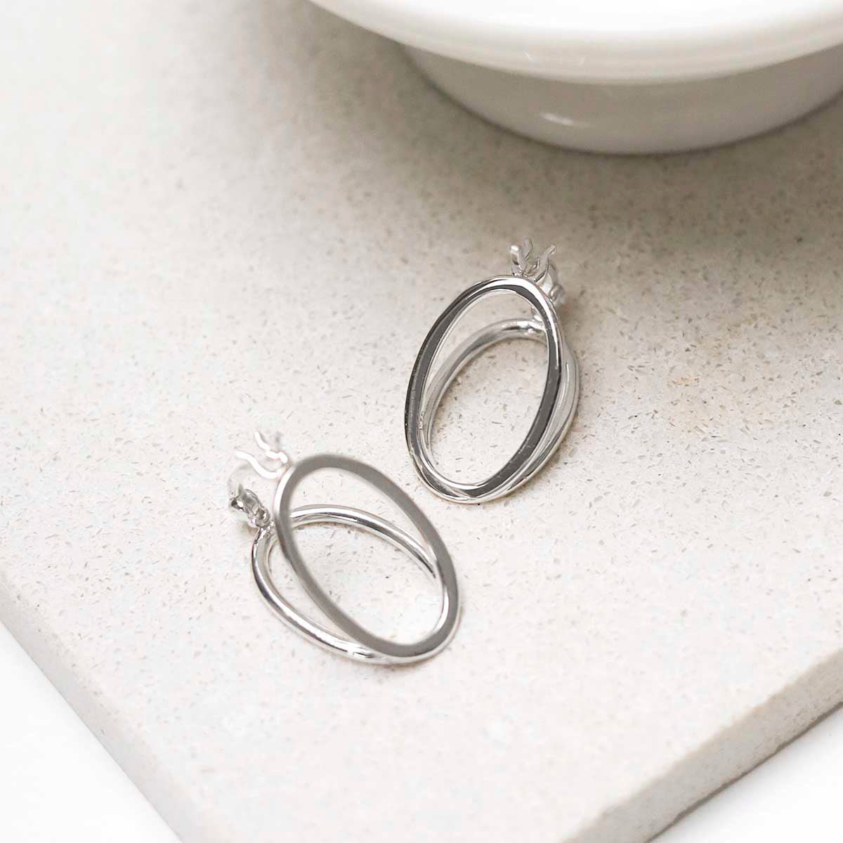 Sterling Silver Double Oval Loop Hoops