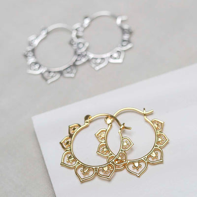 ML864B_8k Gold Plated Brass Marrakesh Hoops_1