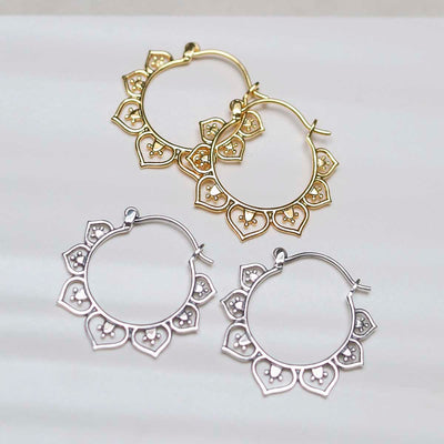 ML864B_8k Gold Plated Brass Marrakesh Hoops_3