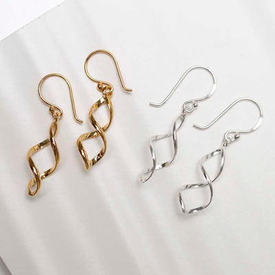 ME394B_18k Gold Plated Brass Dangly Simple Twist Earrings_3