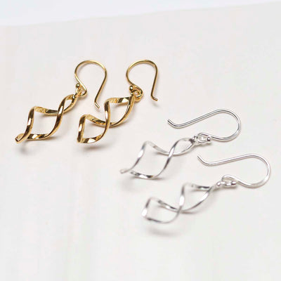 ME394B_18k Gold Plated Brass Dangly Simple Twist Earrings_4